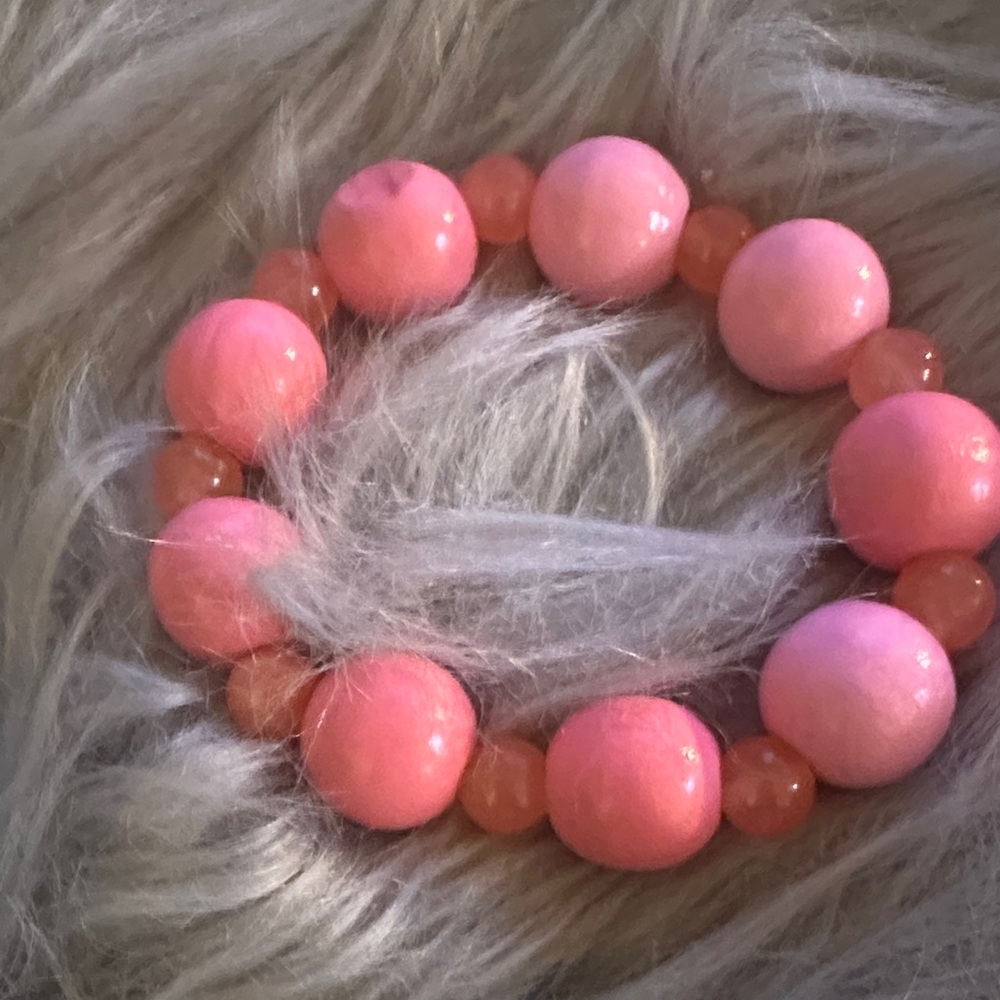 Pink and Orange Beaded Bracelet